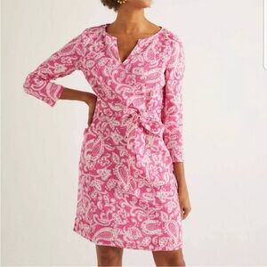 Boden Pink Paisley 100% Linen Shirt dress- Size 2P